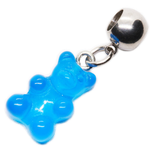 Blue Gummy Bear Charm with Stainless Steel Connector