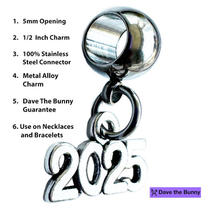 2025 Graduation Charm - Graduation Decor - Unique Metal Alloy Charm with Stainless Steel Connector, Ideal Graduation Accessories and Graduation Jewelry