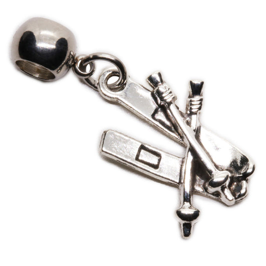 Ski Charm with Stainless Steel Connector