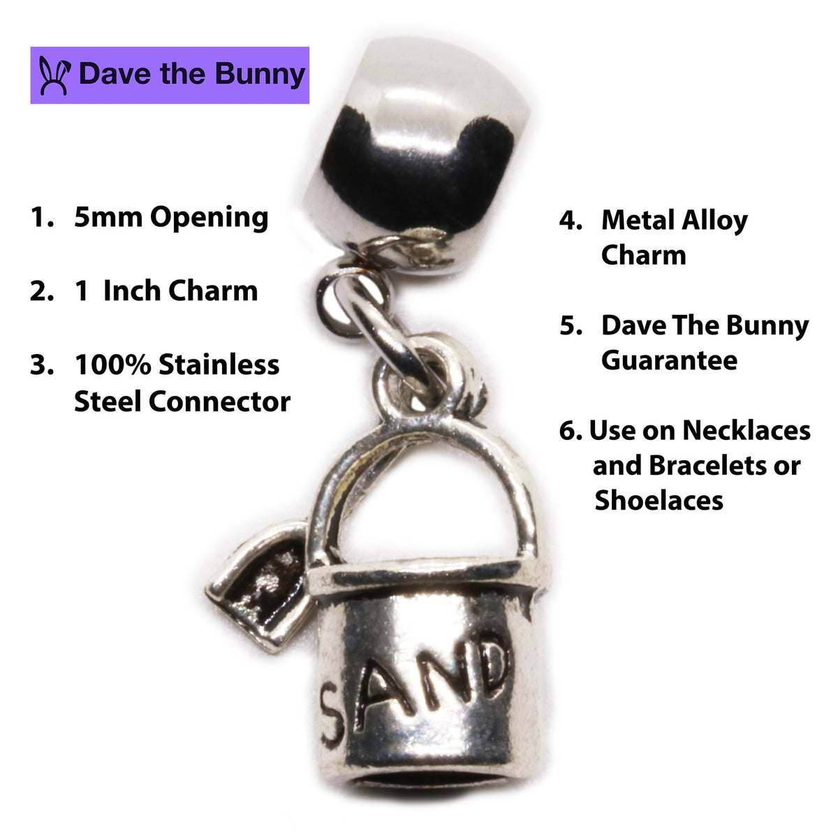 Sand Pail Charm Necklace with Stainless Steel Snake Chain