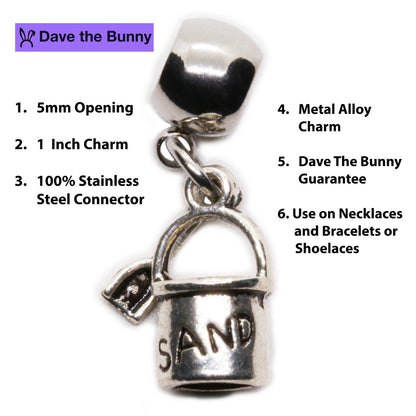 Sand Pail Charm Necklace with Stainless Steel Snake Chain