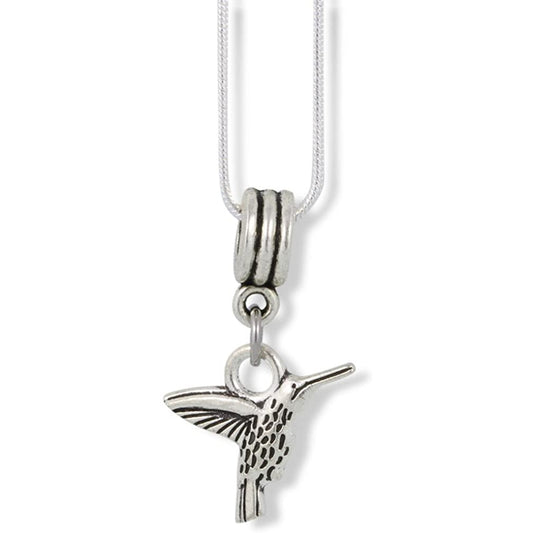 Hummingbird 3D Bird Charm Necklace with Stainless Steel Snake Chain