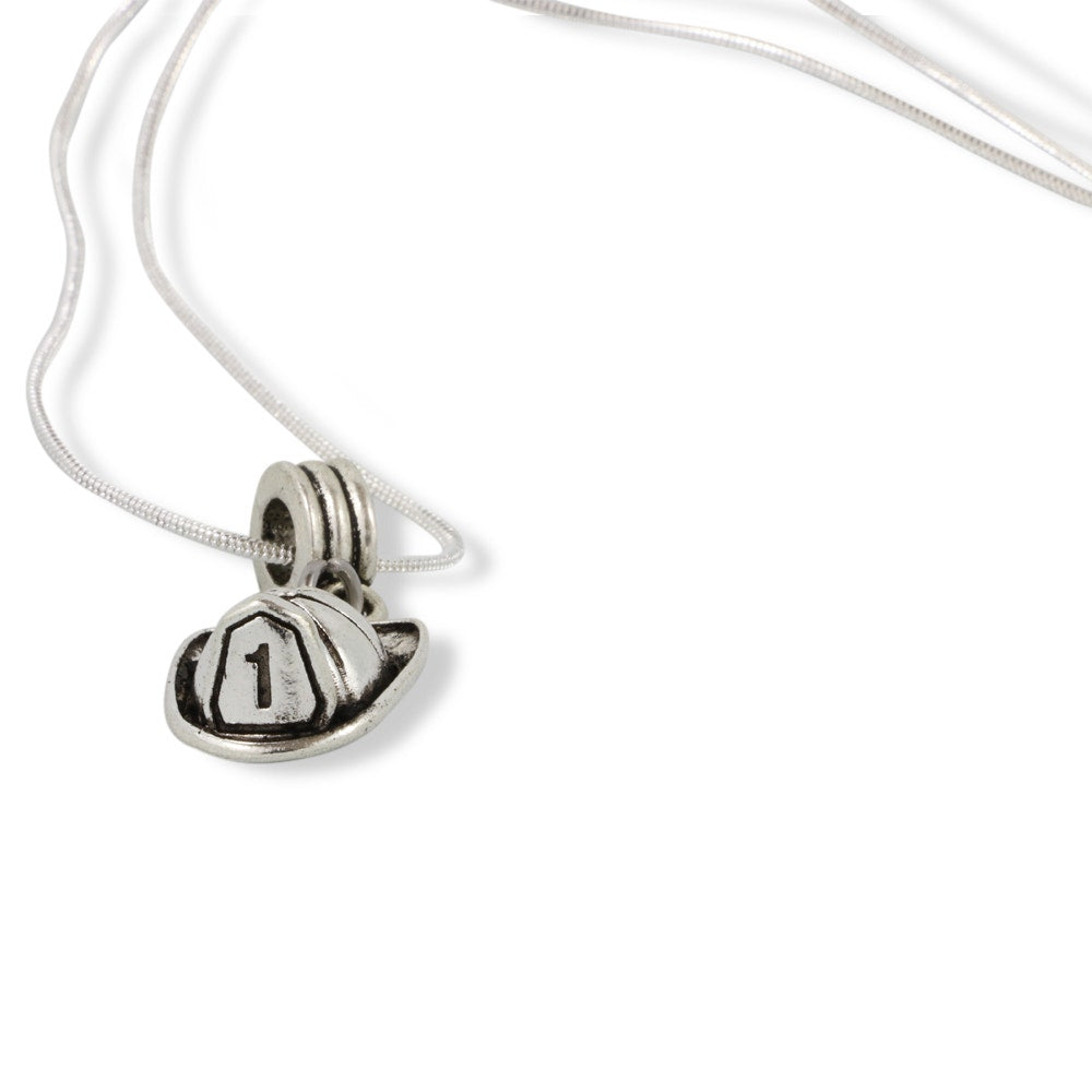 Fireman Helmet Fire Fighter Firemen Firewoman Charm Necklace