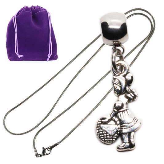 Red Hood Storybook Character Charm Necklace with Stainless Steel Chain