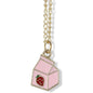 Strawberry Milk Carton Charm Necklace with Stainless Steel Snake Chain