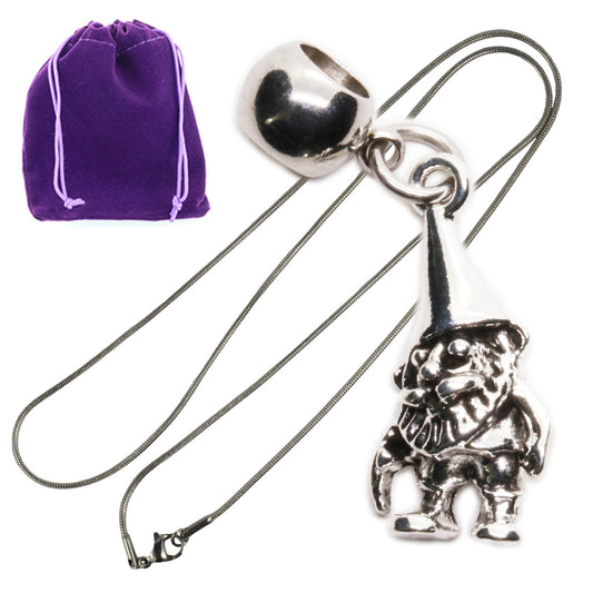 Gnome Charm Necklace with Stainless Steel Snake Chain