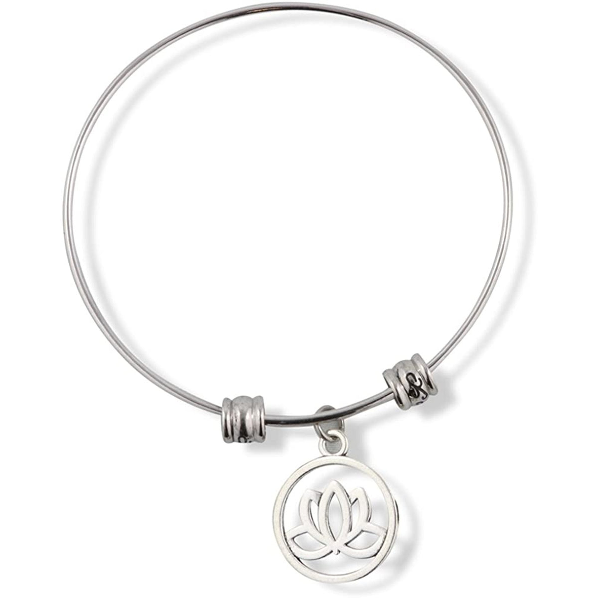 Lotus Flower Circle Yoga Charm Bangle Bracelet