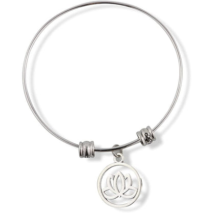 Lotus Flower Circle Yoga Charm Bangle Bracelet