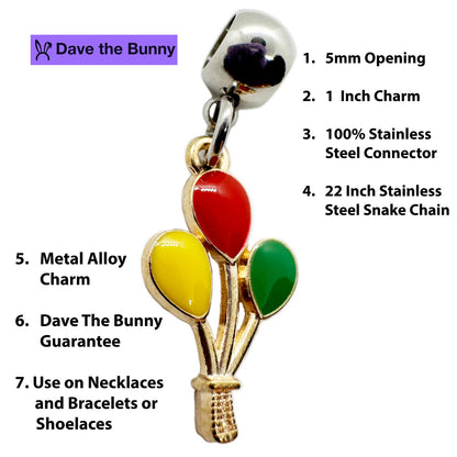 Balloon Charm Necklace with Stainless Steel Snake Chain