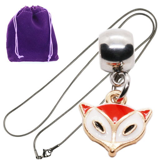 Fox Charm Necklace with Stainless Steel Snake Chain