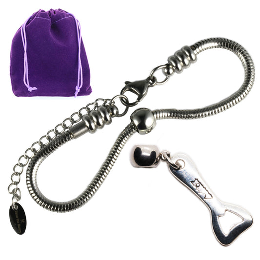 Beer Bottle Opener Charm Bracelet with Stainless Steel Snake Chain