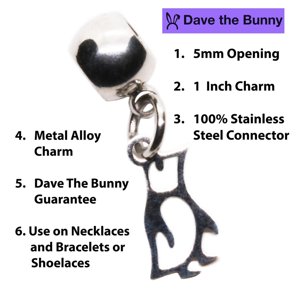 Penguin Charm Necklace with Stainless Steel Snake Chain