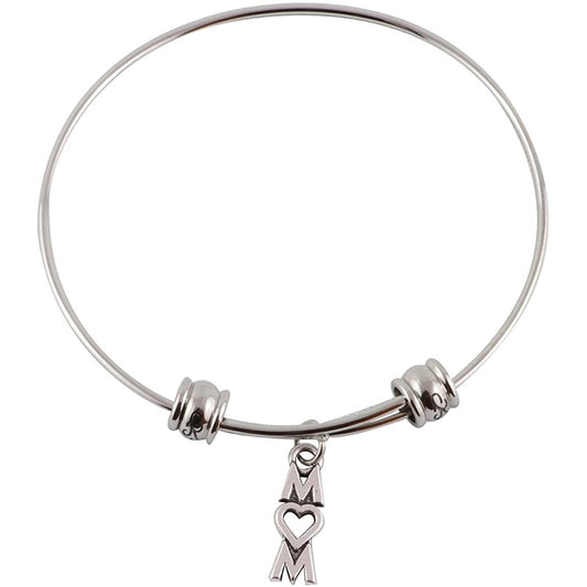 Mom Heart O Charm Bangle Bracelet