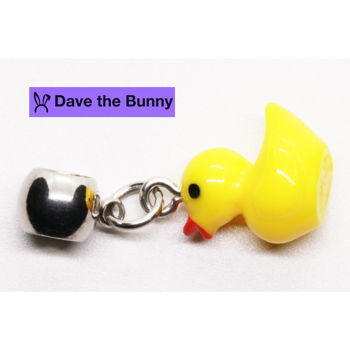 Yellow Rubber Duck Charm Necklace with Stainless Steel Snake Chain