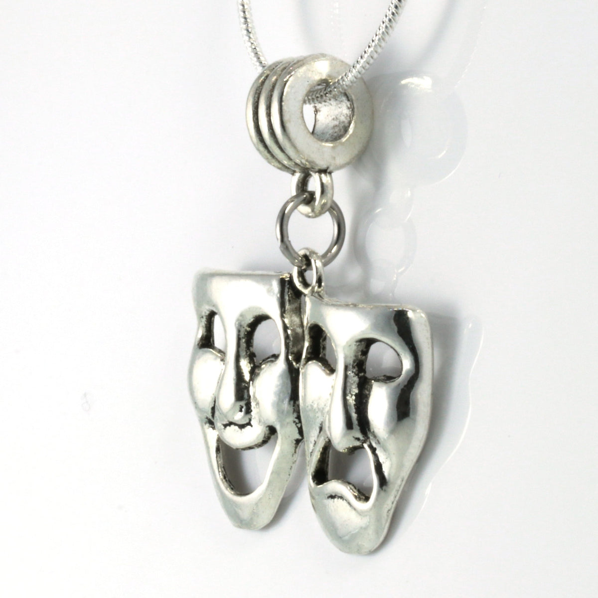 Drama Mask Charm Necklace with Stainless Steel Snake Chain