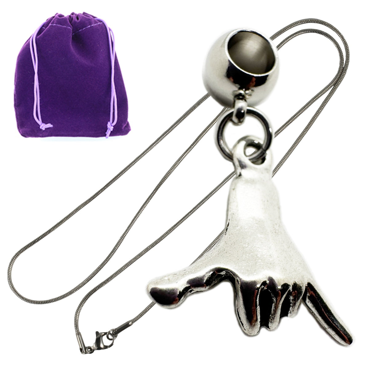 Surf Charm Necklace with Stainless Steel Snake Chain