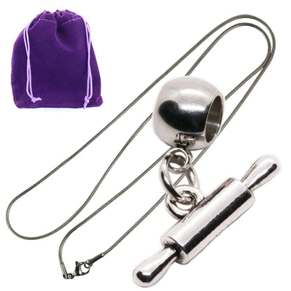 Rolling Pin Charm Necklace with Stainless Steel Snake Chain