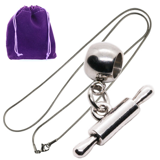 Rolling Pin Charm Necklace with Stainless Steel Snake Chain