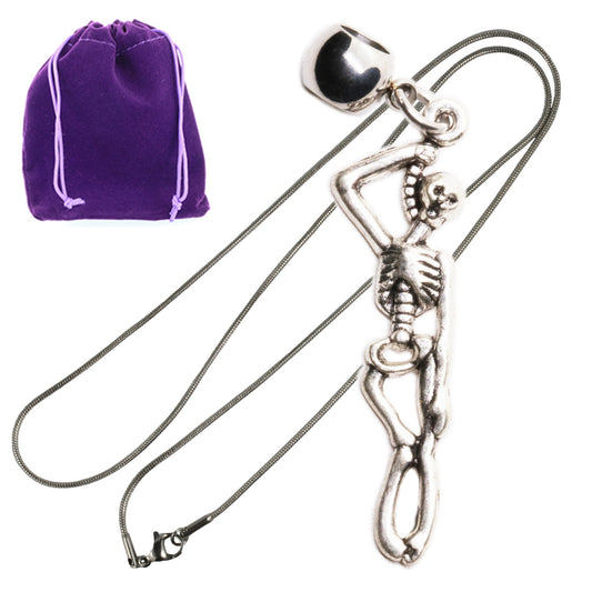 Skeleton Skull Charm Necklace with Stainless Steel Snake Chain