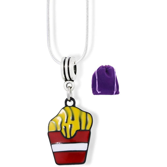 French Fries Charm Necklace with Stainless Steel Snake Chain