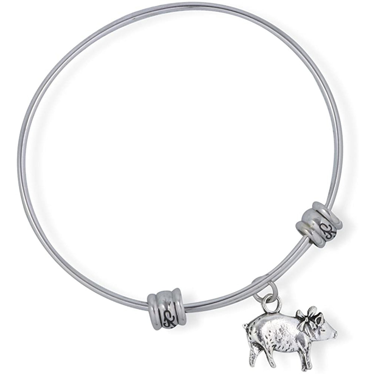 Pig Ribbon Farm Farming Animal Charm Bangle Bracelet