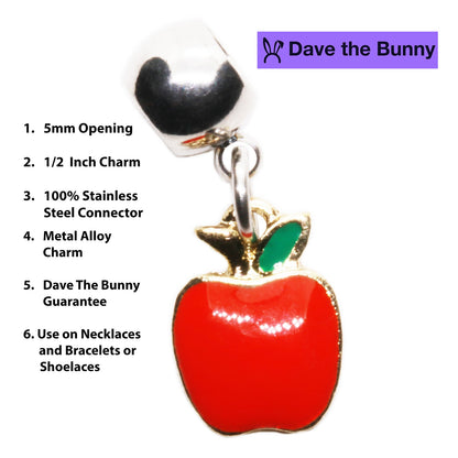 Red Apple Charm Necklace with Stainless Steel Snake Chain