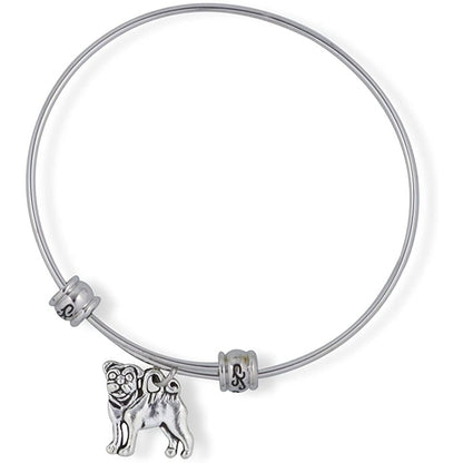 Pug French Bulldog Frenchie Dog Charm Bangle Bracelet