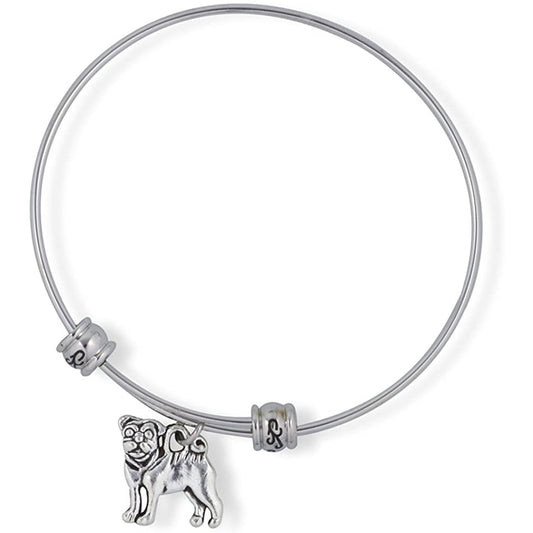 Pug French Bulldog Frenchie Dog Charm Bangle Bracelet