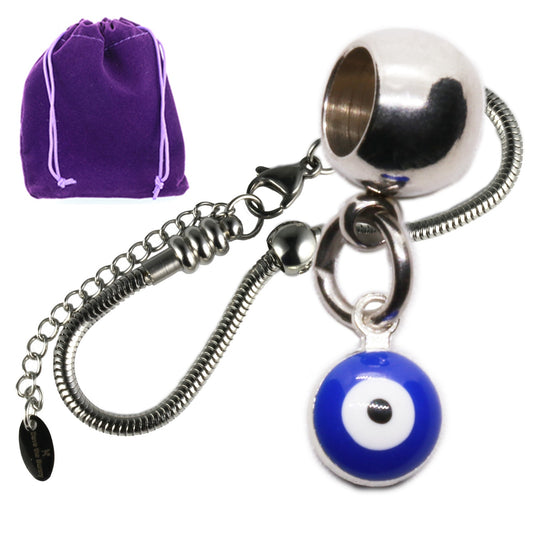 Evil Eye Charm Bracelet with Stainless Steel Snake Chain