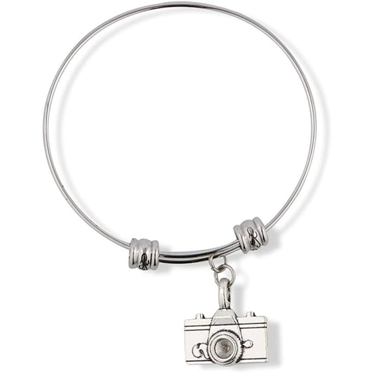 Camera Charm Bangle Bracelet
