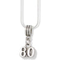 Number Eighty 80 Charm Necklace with Stainless Steel Snake Chain