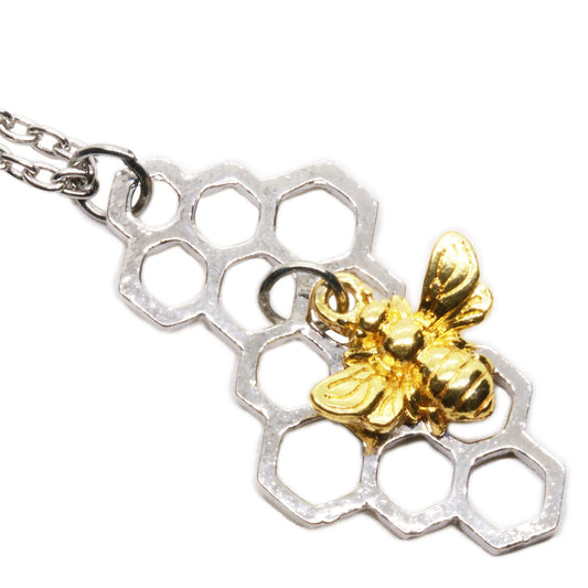 Bee Gifts for Women - Elegant Bee Necklace Featuring Bee on Honeycomb Design - Perfect Bee Gifts for Nature Lovers, Birthday, Anniversary, or Special Occasion Jewelry