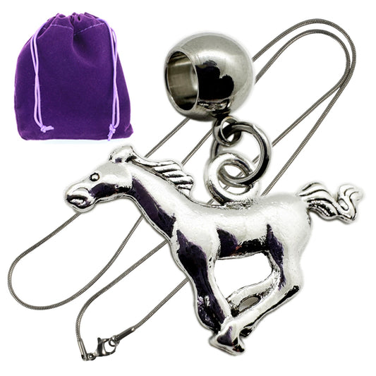 Horse Galloping Running Charm Necklace Pendant