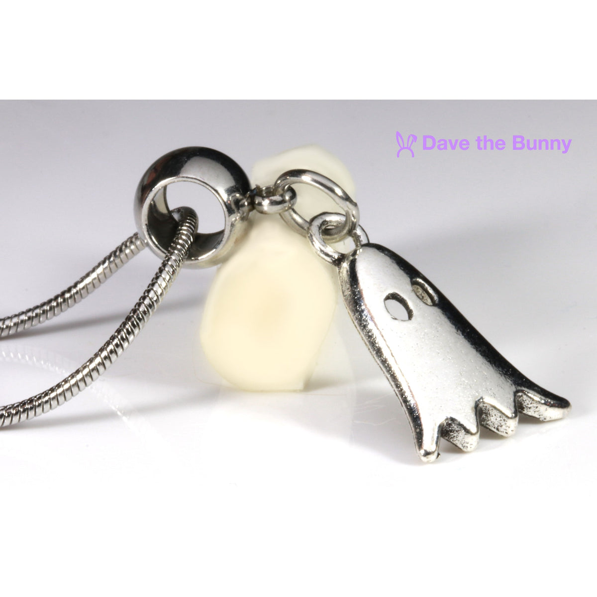 Ghost Ghoul Scary Charm Necklace with Stainless Steel Snake Chain