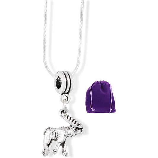 Moose Charm Necklace with Stainless Steel Snake Chain