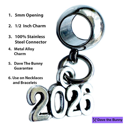 Class of 2026 Charm - Graduation 2026 - Elegant Stainless Steel Connector with Metal Alloy Graduation Charm, Ideal for 2026 Graduation Keepsake and Senior Class 2026 Charms