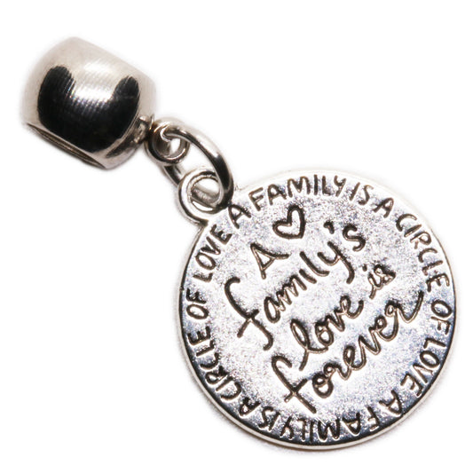 A Family's Love Is Forever Charm with Stainless Steel Connector