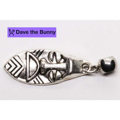 Tiki Tribal Mask Charm Necklace with Stainless Steel Snake Chain