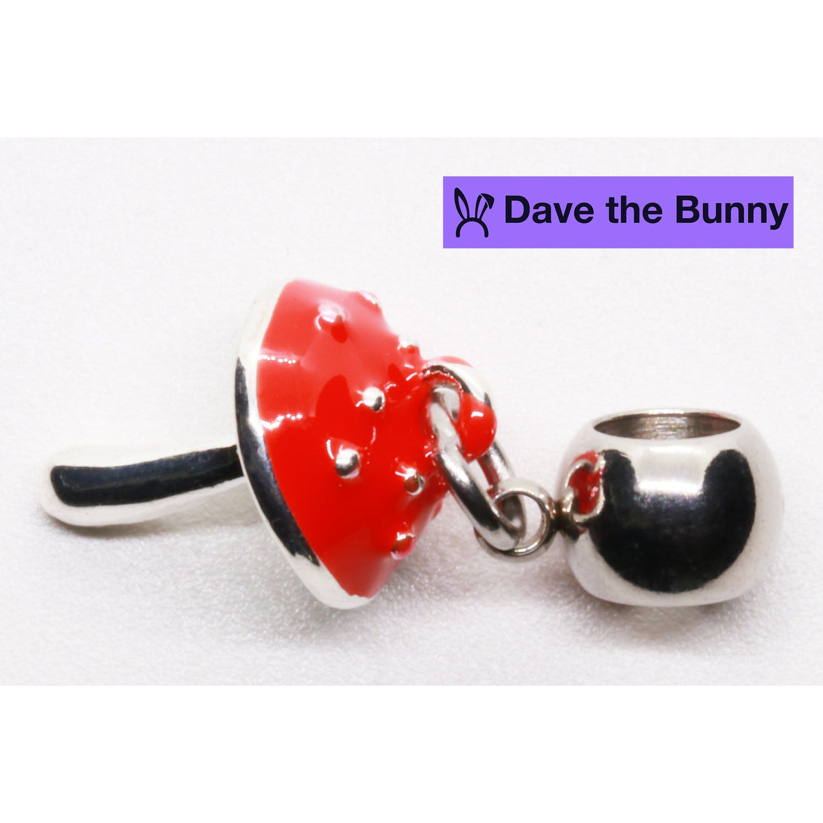 Red Mushroom Charm Necklace with Stainless Steel Snake Chain