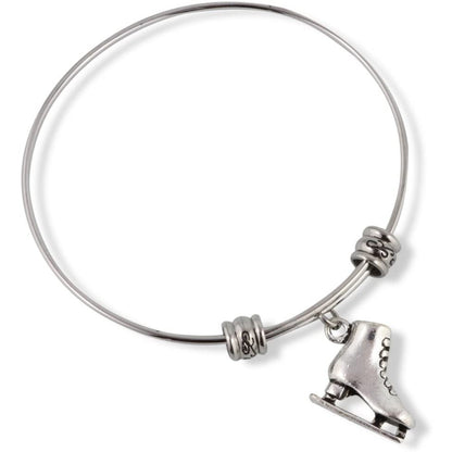 Ice Skate Skating Sport Charm Bangle Bracelet