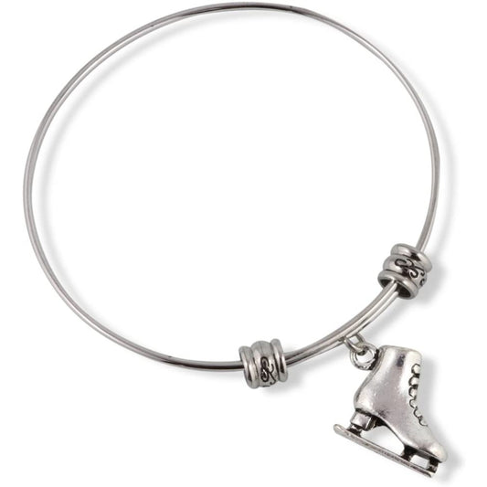Ice Skate Skating Sport Charm Bangle Bracelet