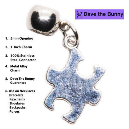 Shape Puzzle Piece Charm with Stainless Steel Connector