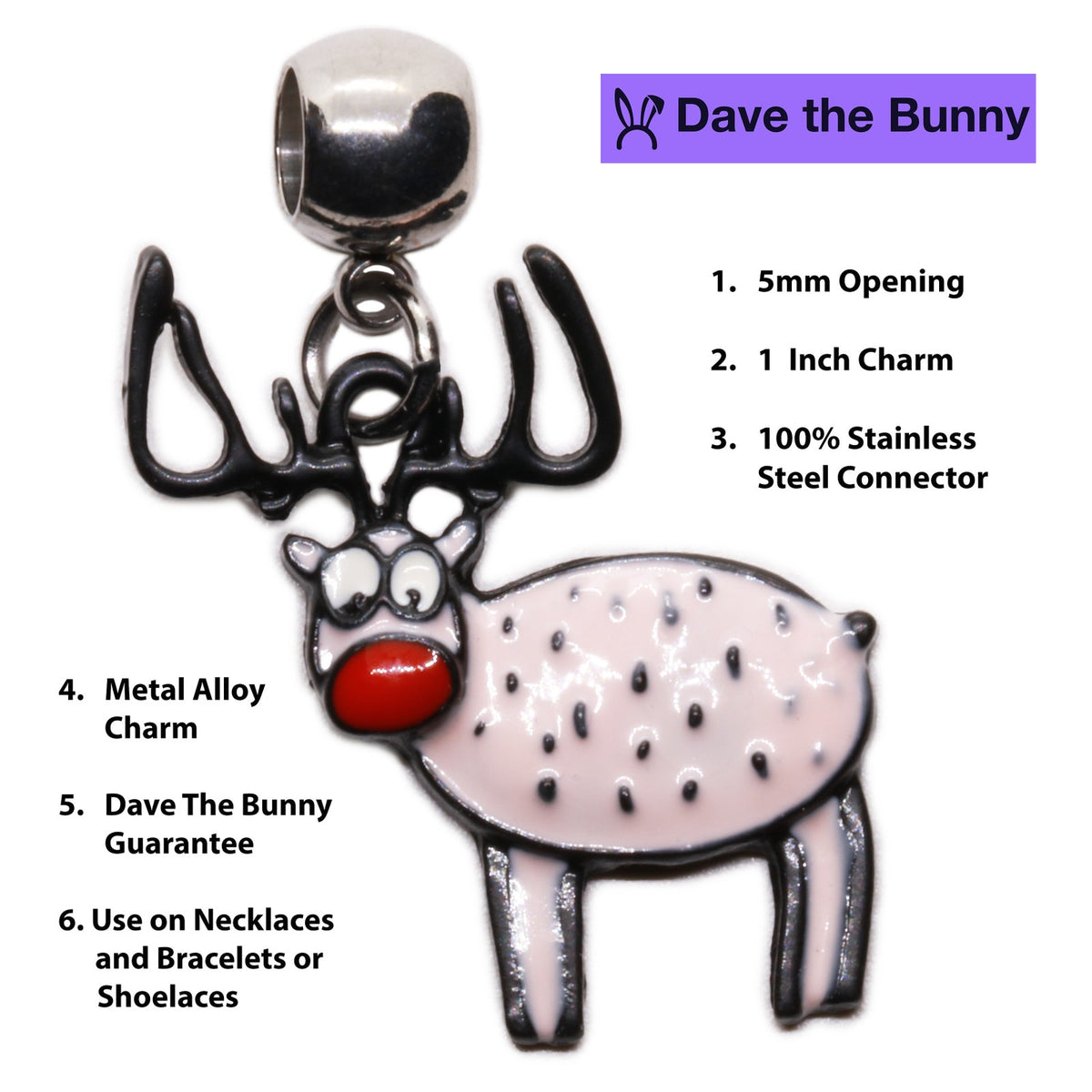 Deer Charm Necklace with Stainless Steel Snake Chain