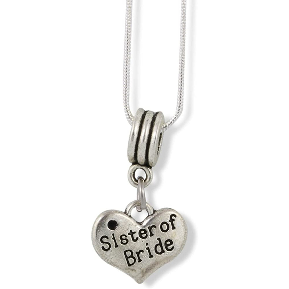 Sister Bride Charm Necklace with Stainless Steel Snake Chain
