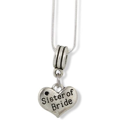 Sister Bride Charm Necklace with Stainless Steel Snake Chain
