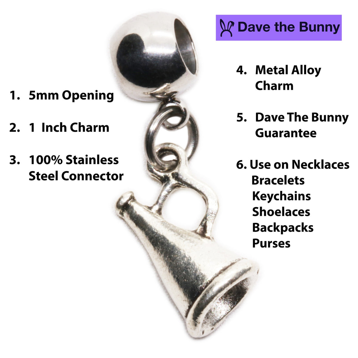 Megaphone Charm Necklace with Stainless Steel Snake Chain