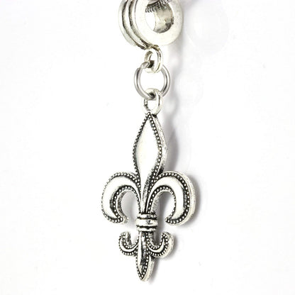 Fleur De Lis Charm Necklace with Stainless Steel Snake Chain