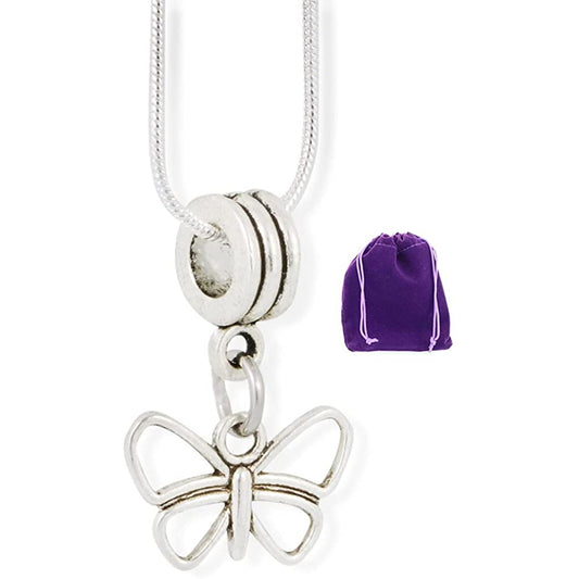 Butterfly Outline Charm Necklace with Stainless Steel Snake Chain