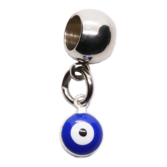 Blue Evil Eye Charm with Stainless Steel Connector
