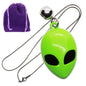 Neon Green Alien Head Charm Necklace with Stainless Steel Snake Chain
